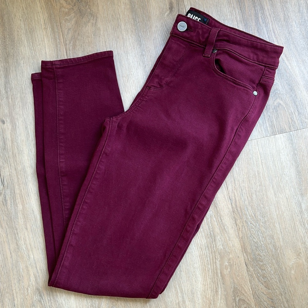 PAIGE BURGUNDY SKINNY JEANS